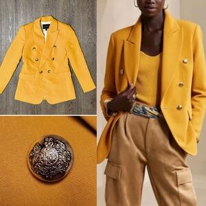 Banana Republic icon captains double breasted blazer Size 0 Jacket EUC Mustard